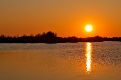 reflectie van zonsondergang in het Bargerveen