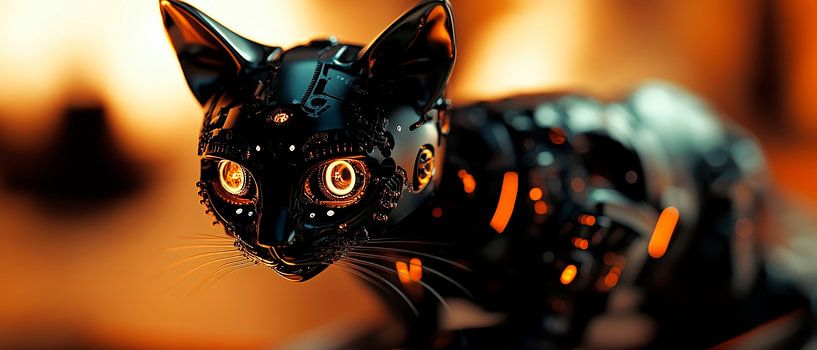 Roboterkatze mit leuchtenden Augen von Poster Art Shop