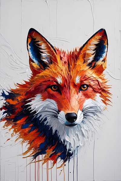 Colourful abstract fox art by Art & Soul Creations