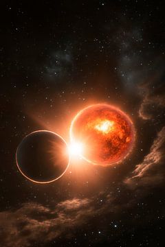 Astrale ontmoeting tussen twee planeten van Poster Art Shop