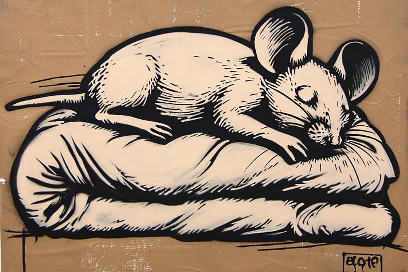 Schlafende Maus auf einer weichen Decke von Imperial Art House