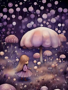 Watercolor magical mushroom forest by haroulita