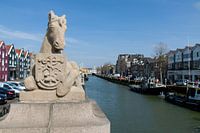 Maassluis-Horse of the Cow Horse bridge with view into the Harbour Bowl