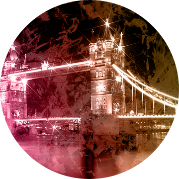 Digitale kunst Tower Bridge bij nacht II van Melanie Viola