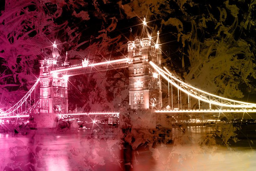 Digitale kunst Tower Bridge bij nacht II van Melanie Viola