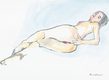 Vrouwelijk lichaam naakt. van Michael Kremer