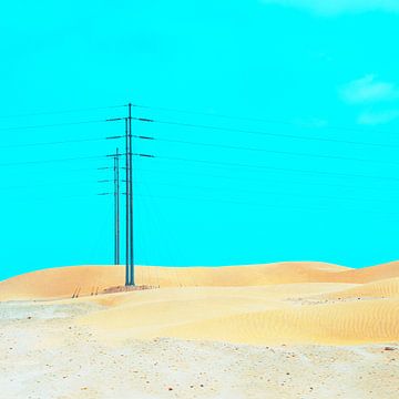 Electricity poles in the desert by Jille Zuidema