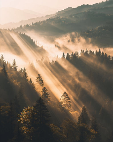Herbstwald im Sonnenaufgang