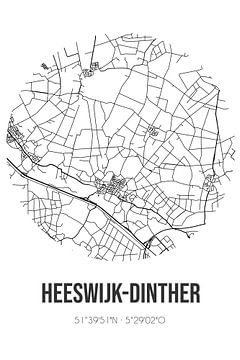 Heeswijk-Dinther (Noord-Brabant) | Landkaart | Zwart-wit van MijnStadsPoster