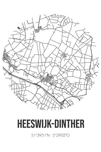 Heeswijk-Dinther (Noord-Brabant) | Landkaart | Zwart-wit