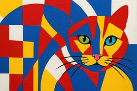 Abstract cat with colour blocks by Art & Soul Creations