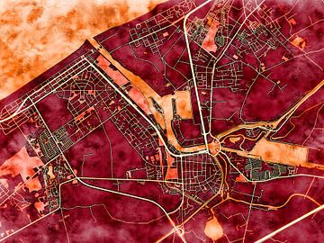 Kaart van Nieuwpoort in de stijl 'Amber Autumn' van Maporia