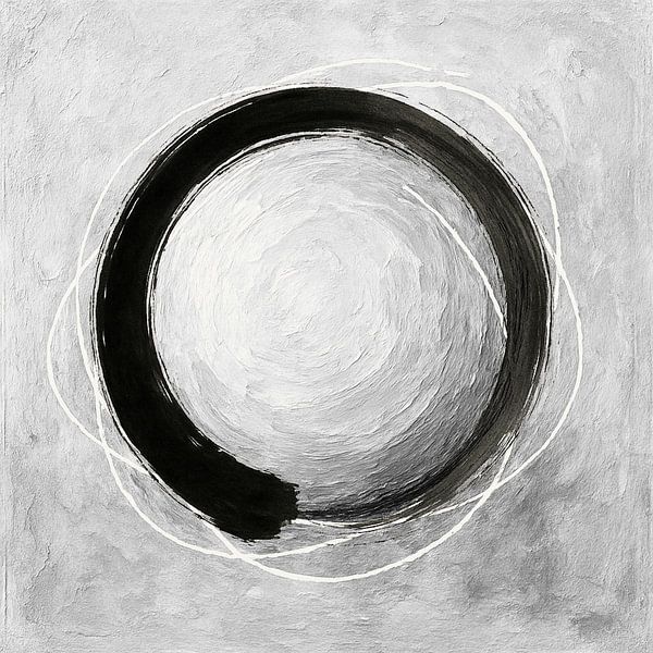 Circle Black Zen with white lines by Claudia Gründler