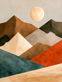 Geometric Mountains in Moonlight
