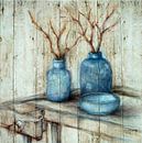 Blue vases. Japandi ,Hand-drawn by Ineke de Rijk thumbnail