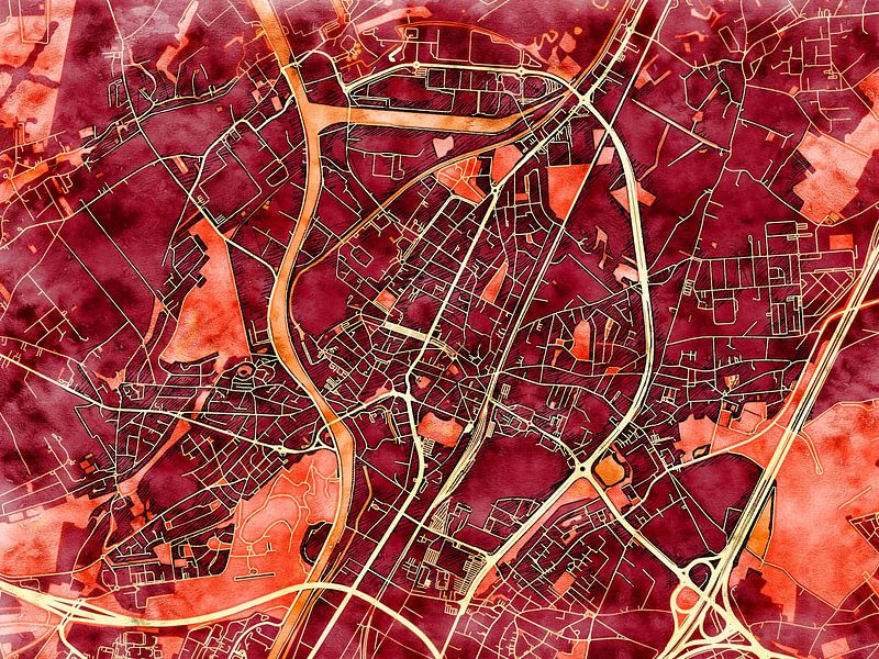 Kaart van Vilvoorde in de stijl 'Amber Autumn' van Maporia