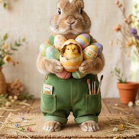 Süßes Osterhäschen mit Küken und Eiern von But First Framing