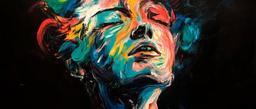 Colour explosion in the face - Emotional portrait art by Poster Art Shop