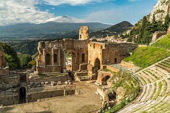 Teatro Greco, Taormina und der Ätna, Taormina, Sizilien
