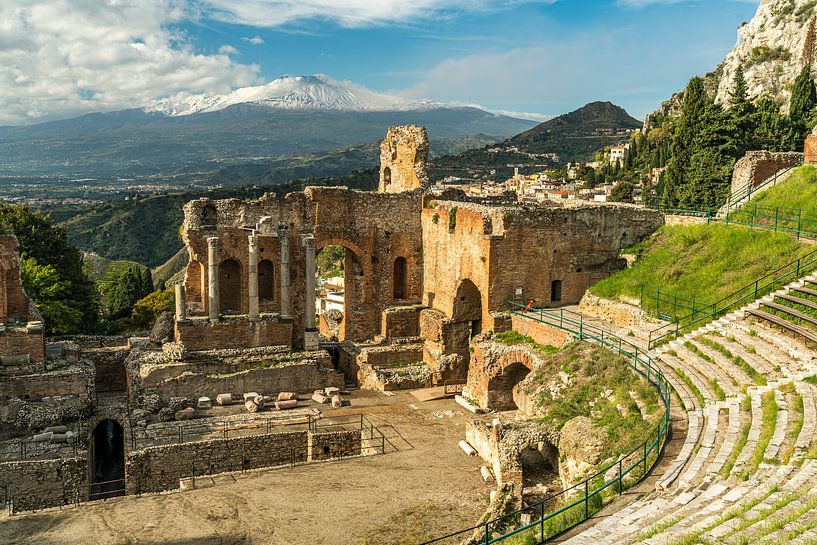 Teatro Greco, Taormina and Mount Etna, Taormina, Sicily by Peter Schickert