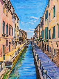 Venice Canal Painting by Sergio Pazzano