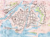 Kaart van Gorinchem centrum in de stijl 'Soothing Spring' van Maporia thumbnail