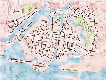 Kaart van Gorinchem centrum in de stijl 'Soothing Spring' van Maporia