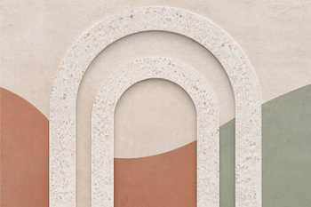 Symmetrical Terrazzo Arches – Japandi & Terracotta Art