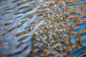 Weerspiegeling van boom in water in de avondzon