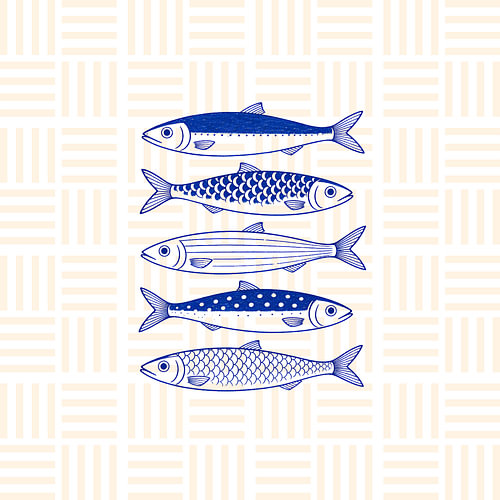 Woven Depths: A Five Fish Tapestry