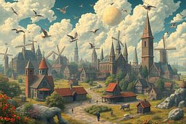 Proverbs land full of Church Towers and Mills by Kleurenrijk