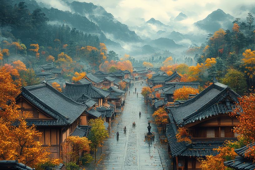 digital image of a japanese art form village by Egon Zitter