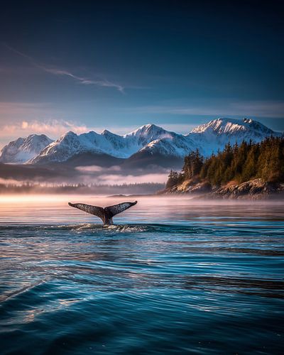 Whale sighting in magical light