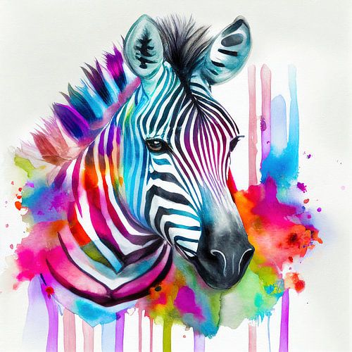 Zebra Portrait Wasserfarbe