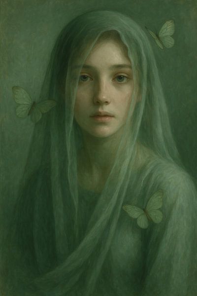 Natural Elegance - Woman in Earthy Shades with Flowers by Kleurenrijk