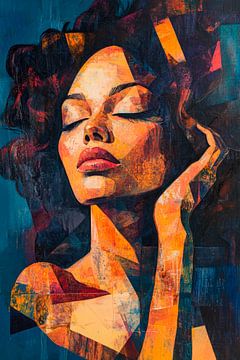 Portrait abstrait d'une femme en couleurs sur Poster Art Shop