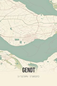 Vintage landkaart van Gendt (Gelderland) van Rezona