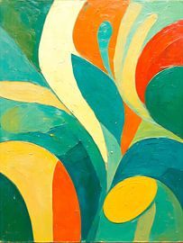 Abstract organic shapes in turquoise and orange by STUDIO ARTSY