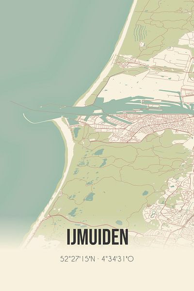 Vintage map of IJmuiden (North Holland) by MyCityPoster