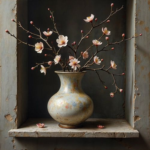 Vase avec branche fleurie