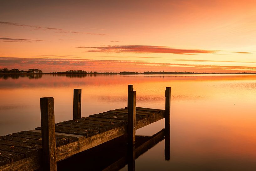 Jetty and water and the setting sun by KB Design & Photography (Karen Brouwer)