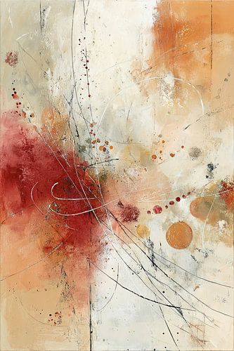 Rood Oker Abstract - Sereen Modern Schilderij