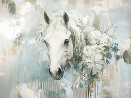 Horse and Flowers | Elegant Horse and Delicate Flowers by Zen and More