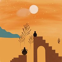 Boho desert sun sky cactus yellow brown nature