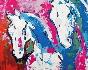 Paarden abstract van Kunst Kriebels