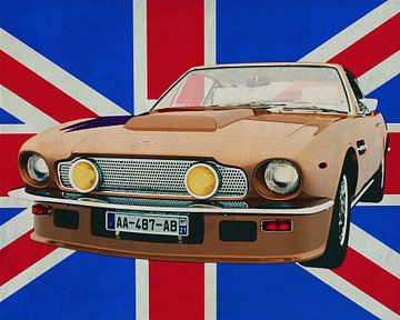 Aston Martin V8 Vantage vor dem Union Jack