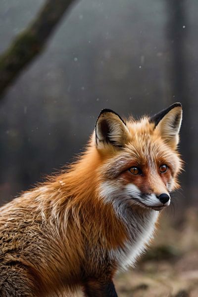 Beautiful fox in a misty forest by Art & Soul Creations