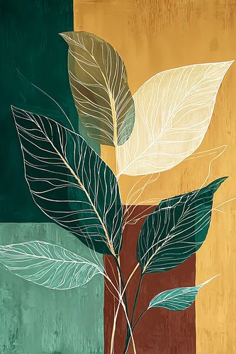 Minimalistisches Blattspiel in Grün & Gold Nr. 1