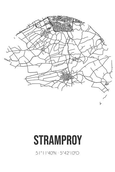 Stramproy (Limburg) | Map | Black and white by Prints of Place