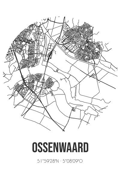 Ossenwaard (Utrecht) | Map | Black and white by Prints of Place